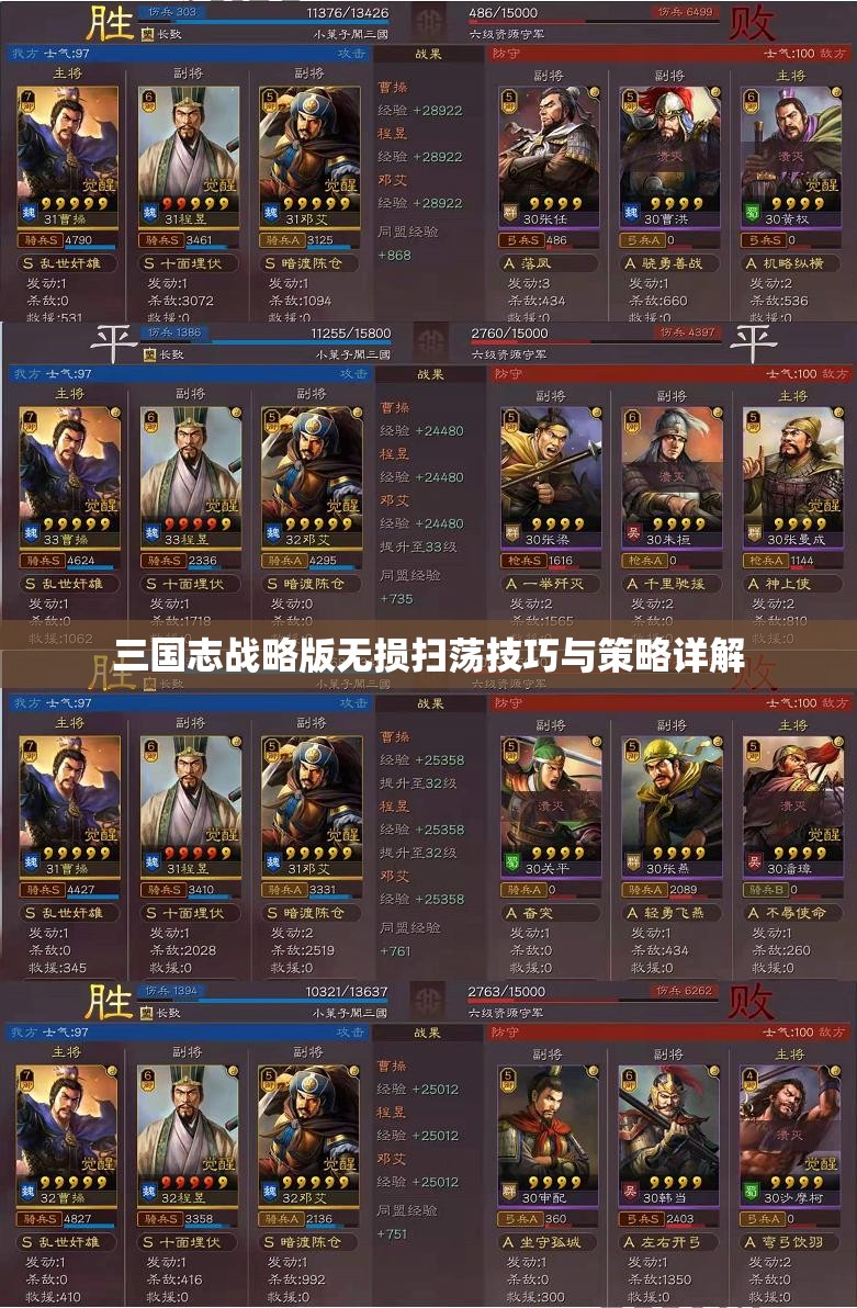 三国志战略版无损扫荡技巧与策略详解